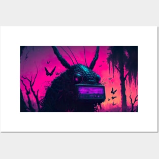 Cute Alien Cyberpunk Insect In A Swamp Posters and Art